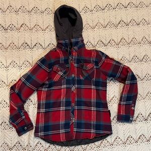 Harley-Davidson Hooded Plaid Quilted Button Up Detachable Hood Men’s Large